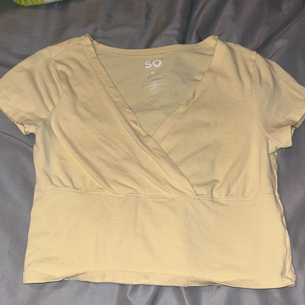 light Yellow v neck crop top
